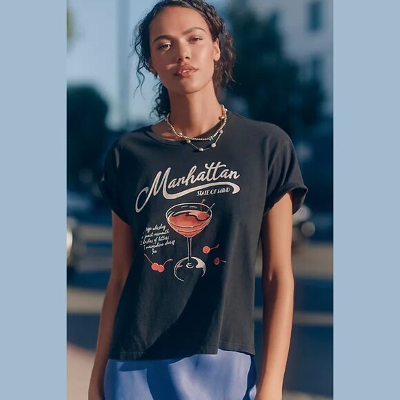 NEW Girl Dangerous - Sizes L, XL Manhattan Graphic Cocktail Tee - Black - Picture 1 of 4